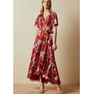 TED BAKER ERICA CABANA PRINT DIP HEM WRAP DRESS SZ US 6 OR TED SZ 2